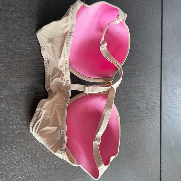 Victors Secret Pink Beige Front Clasp T Strap Bra 36DD - Picture 2 of 3